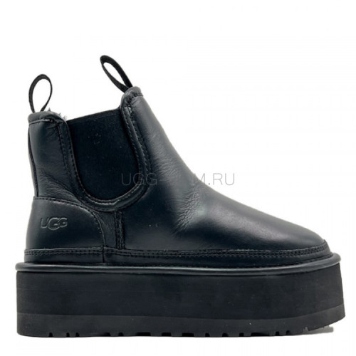 Chelsea Platform Black Leather