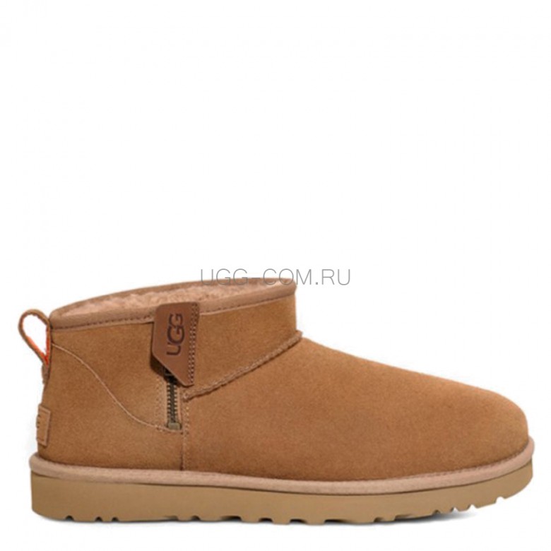 UGG Men's Classic Ultra Mini Zip Boot Chestnut